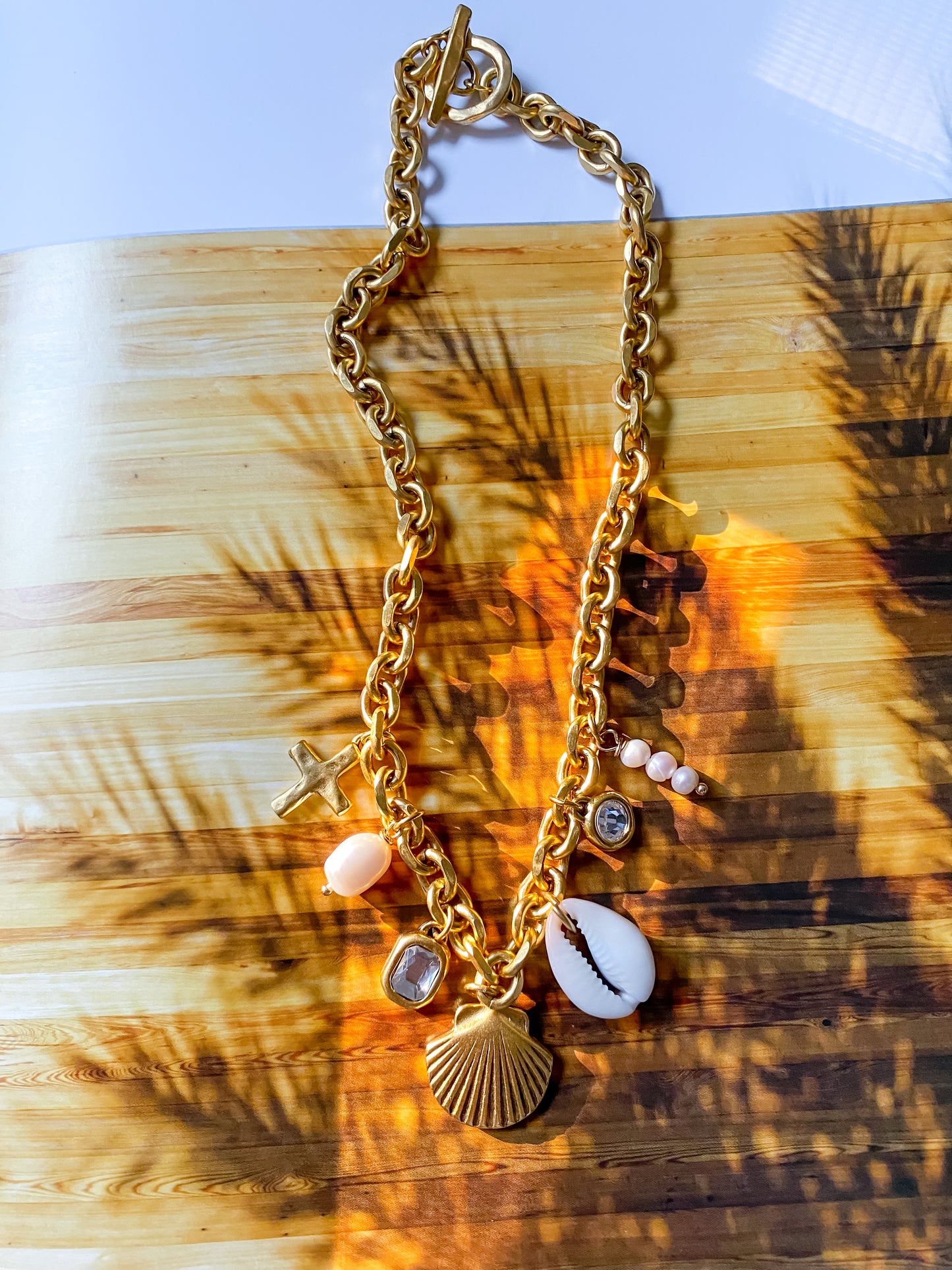 Golden Shell Charm Necklace