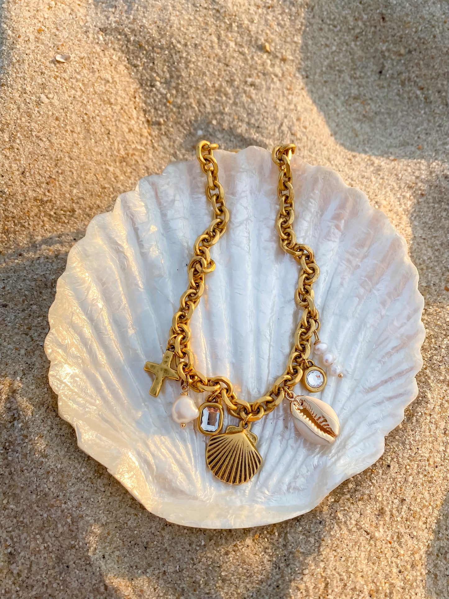 Golden Shell Charm Necklace