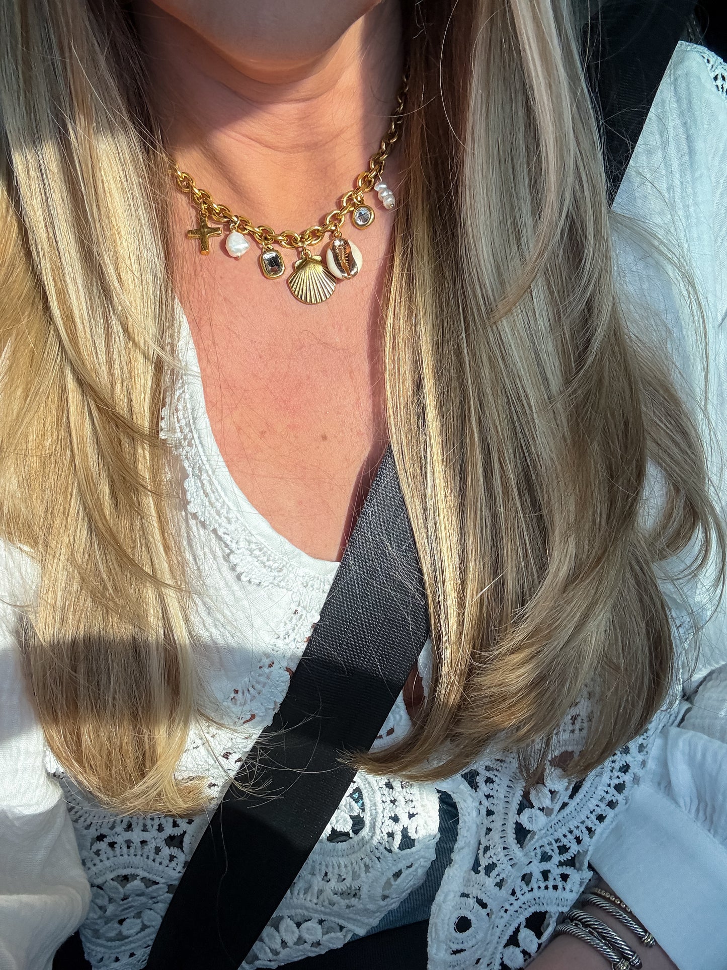 Golden Shell Charm Necklace