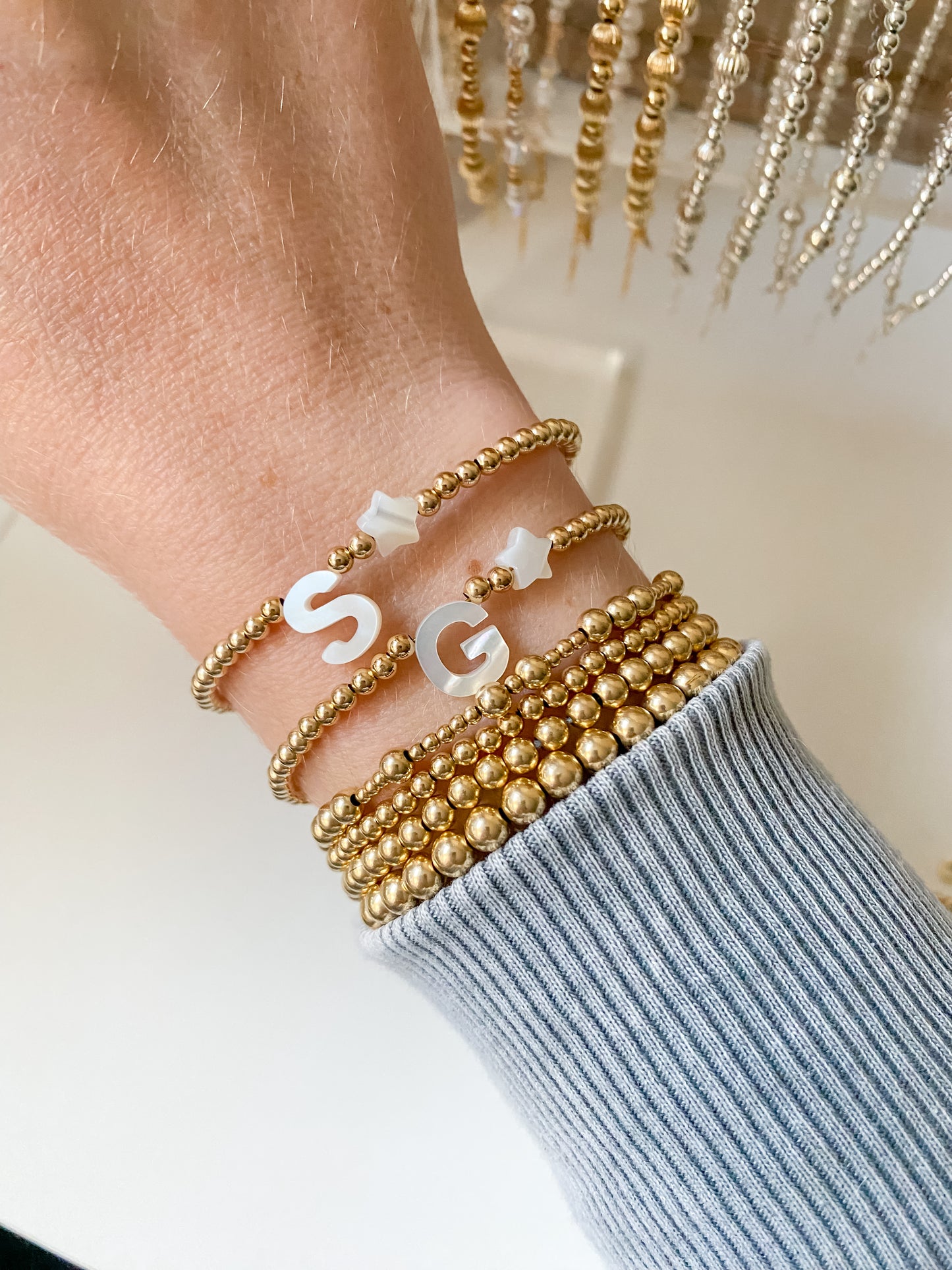 Pearl Initial & Star Bracelet
