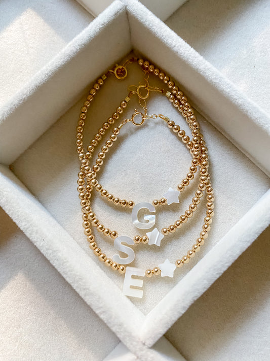 Pearl Initial & Star Bracelet
