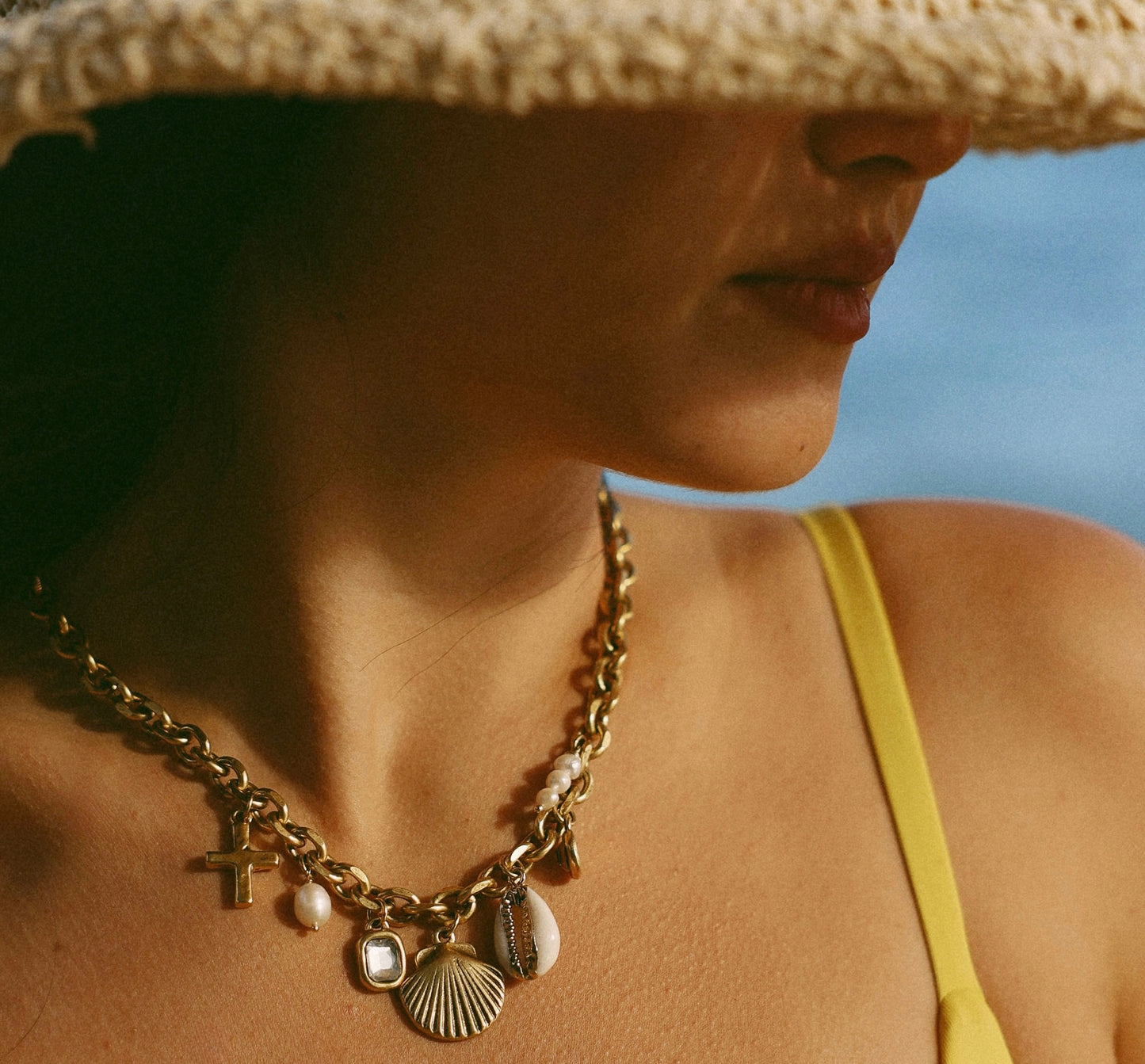 Golden Shell Charm Necklace